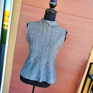 Vintage Lady Manhattan Sz 10 Women's Silver Shimmer Sleeveless High Neck Blouse